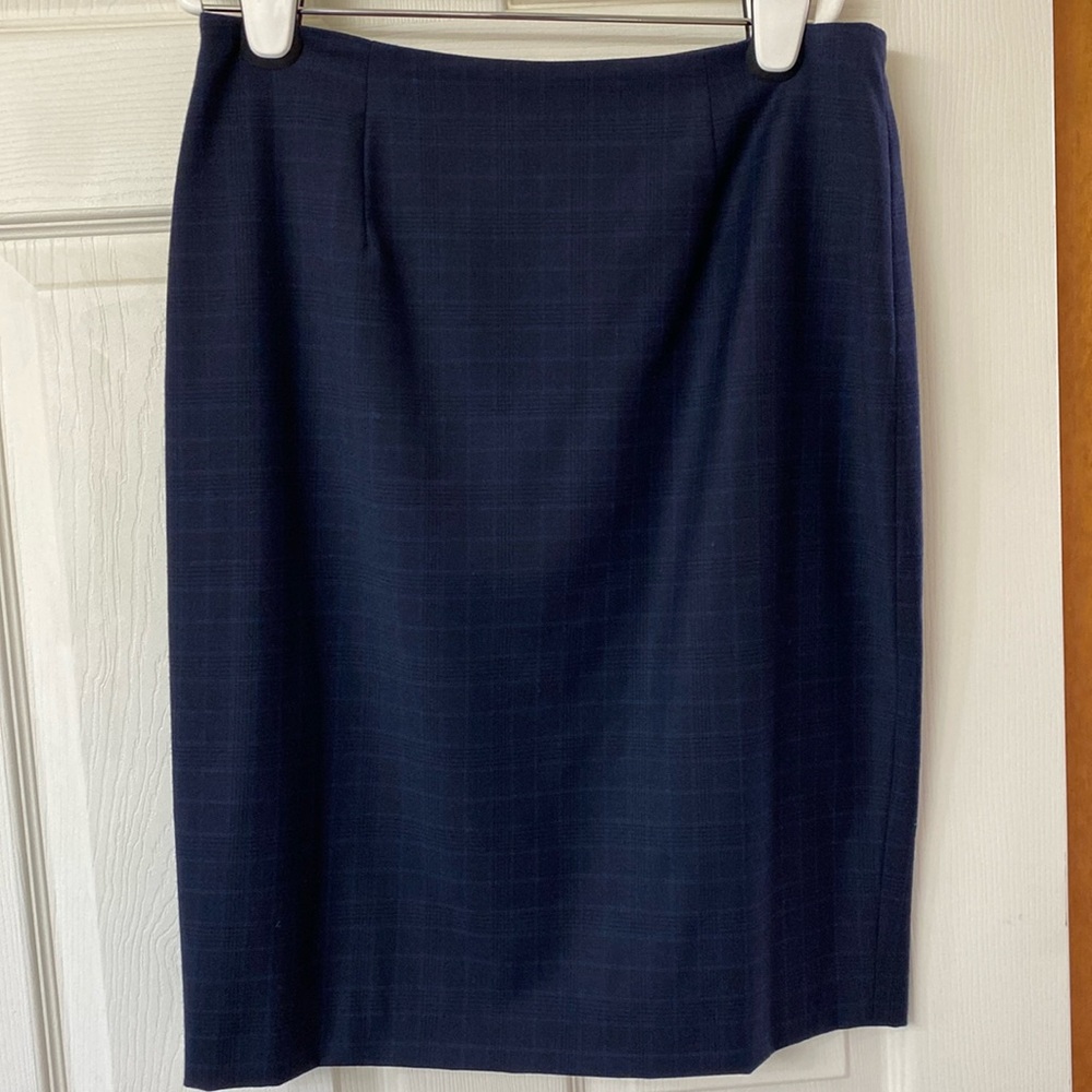 Brooks Brothers Women's Black Blue 67% Wool Straight Skirt Size 8